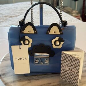 NWT Furla Candy Metropolis Mini Cross Body Bag Sea Blue With Handle See Details